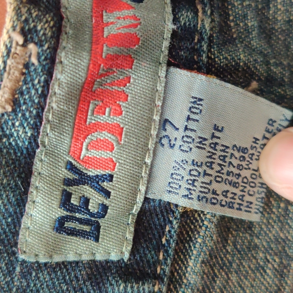 Dex Demin Jean Skirt with side slits Dark and Fading - Picture 6 of 6